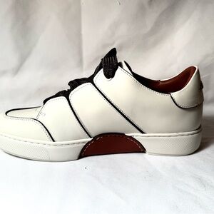 ERMENEGILDO ZEGNA TIZIANO LOW TOP SNEAKER - MEN’S US SIZE 9 - WHITE/BROWN - NEW